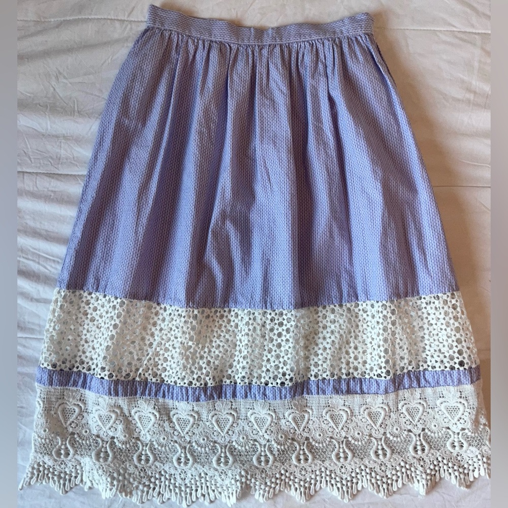 VINTAGE Purple White Heart lace babydoll coquette Long Midi Skirt 🤍💟